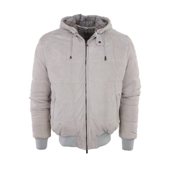 NEW RAVAZZOLO men's koy quilted suede bomber in grey